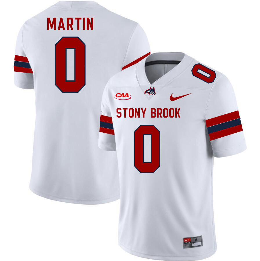 Stony Brook Seawolves #0 Johnny Martin College Football Jerseys Stitched Sale-White